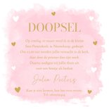 Doop uitnodiging meisje met foto roze watercolour hartjes 3