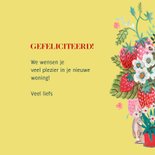 Een vrolijke felicitatie kaart rode deur met bloemen 3