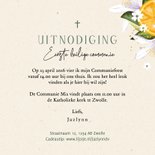 Eerste communie uitnodiging bloemen citrusvruchten goud 3