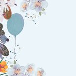 Felicitatie geboorte bloemen en ballonnen blauw 2