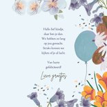 Felicitatie geboorte bloemen en ballonnen blauw 3