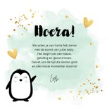 Felicitatie geboorte jongen pinguïn waterverf groen 3