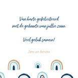 Felicitatie geboorte regenboogjes blauw 3