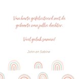 Felicitatie geboorte regenboogjes oudroze 3