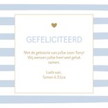 Felicitatie geboorte strepen blauw 3