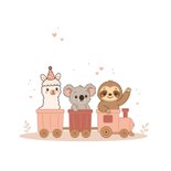 Felicitatie geboorte treintje met dieren 2