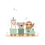 Felicitatie geboorte treintje met drie dieren 2
