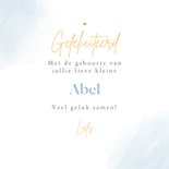 Felicitatie geboorte wiegje jongen waterverf illustratie 3