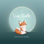 Felicitatie jongen sfeervolle maan met vosje en kleine muis 2