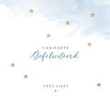 Felicitatie jongen uil op maan met vlaggetjes en sterretjes 3