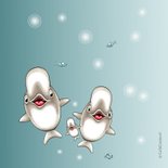 Felicitatie kaart Beluga walvissen jongen geboren 2