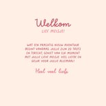 Felicitatie kaart geboorte meisje konijn in mandje roze 3