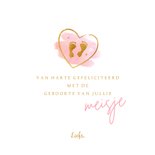 Felicitatie meisje baby voetjes roze 3