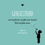  Felicitatie - Silhouet jongen, cirkel van harten en sterren 3