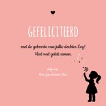 Felicitatie - Silhouet meisje, cirkel van hartjes en sterren 3