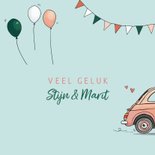 Felicitatiekaart auto met bruidspaar 3