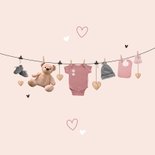 Felicitatiekaart baby geboorte meisje babyspul wegwijzers 2