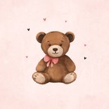 Felicitatiekaart baby meisje teddybeer hartjes lief 2
