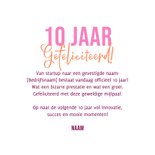 Felicitatiekaart bedrijfsjubileum hip roze paars proost 3
