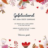 Felicitatiekaart eerste communie meisje kerkje bloemen 3