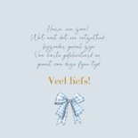 Felicitatiekaart geboorte baby met blauwe strik  3