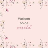 Felicitatiekaart geboorte dieren met bloemen meisje 2