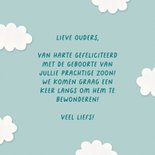 Felicitatiekaart geboorte luchtballon en dieren 3