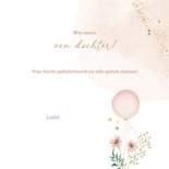 Felicitatiekaart geboorte meisje met zacht beertje en ballon 3