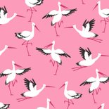 Felicitatiekaart geboorte meisje ooievaar hartjes roze 2