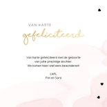 Felicitatiekaart geboorte meisje waterverf roze 3