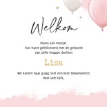 Felicitatiekaart geboorte olifant waterverf ballonnen meisje 3