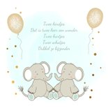 Felicitatiekaart geboorte - Olifantjes tweeling jongen 2