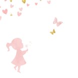 Felicitatiekaart geboorte silhouet meisje met hartjes  2
