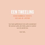 Felicitatiekaart geboorte tweeling met twee kersjes 3
