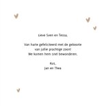 Felicitatiekaart geboorte zoon krijtbord vos 3