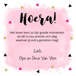 Felicitatiekaart geslaagd waterverf roze driehoekjes 3