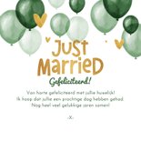 Felicitatiekaart getrouwd 'just married' ballonnen hartjes 3