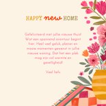 Felicitatiekaart happy new home met kleed planten en huisje 3
