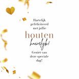 Felicitatiekaart houten 5-jarig huwelijk confetti trouwdag 3