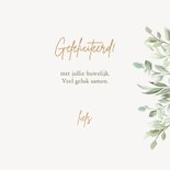 Felicitatiekaart huwelijk - Botanisch met goude ringen 3