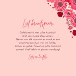 Felicitatiekaart huwelijk met rode en roze bloemen 3