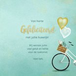 Felicitatiekaart huwelijk tandem met bloemen en ballonnen 3