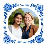 Felicitatiekaart inburgering Nederland delfts blauw tegeltje 2