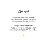 Felicitatiekaart just married humor champagne cheers hartjes 3