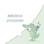 Felicitatiekaart met getekend gezicht van een krokodil. 3