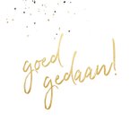 Felicitatiekaart met gouden 'goed gedaan' en foto 2