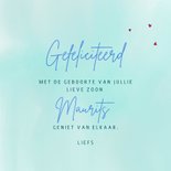 Felicitatiekaart met ooievaar en baby jongen voor geboorte 3