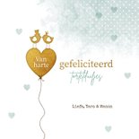 Felicitatiekaart Mr & Mrs gouden vogeltjes 3