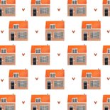 Felicitatiekaart nieuwe woning huisjes illustratie patroon 2