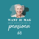 Felicitatiekaart pensioen fietsen vrije tijd man vrouw hip 2